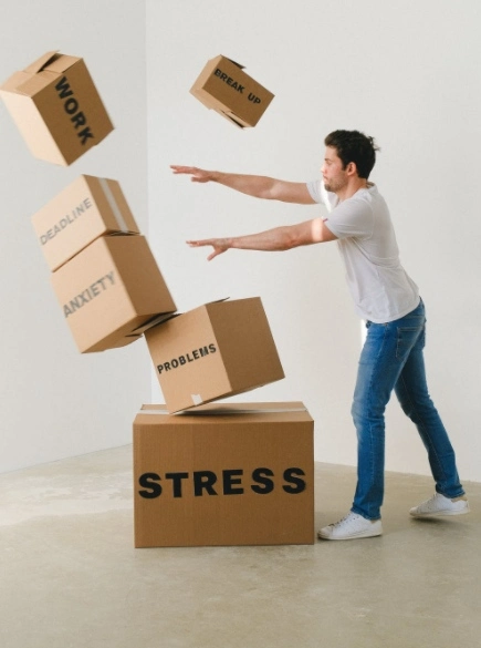 Worker exhausted by burnout syndrome