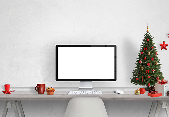 Christmas decoration on desk